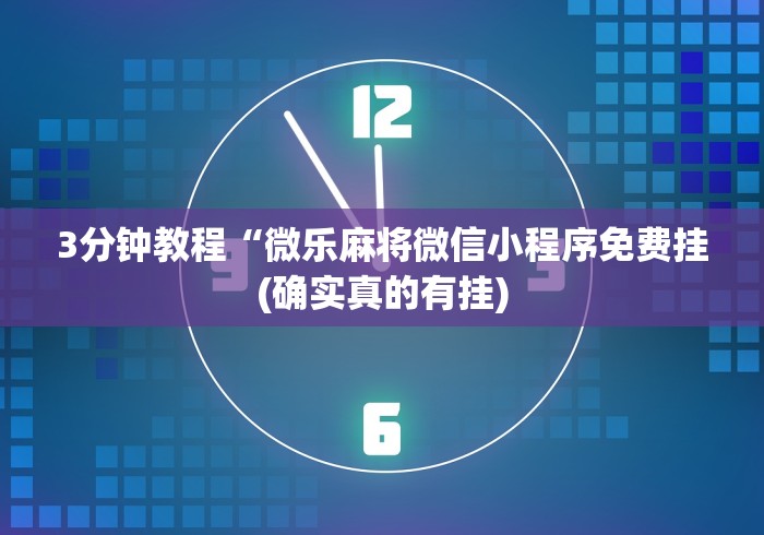 一分钟了解!微信小程序陕西微乐辅助	”(曝光透视必备猫腻)