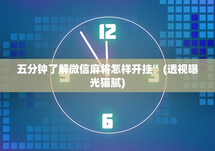 五分钟了解微信麻将怎样开挂”(透视曝光猫腻)