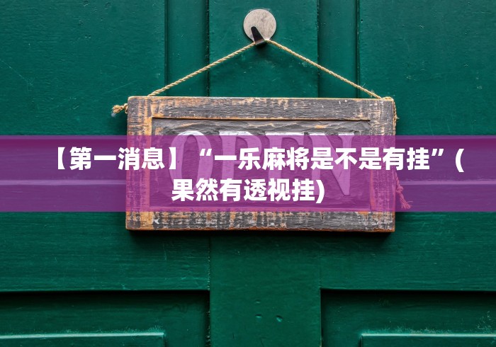 【第一消息】“一乐麻将是不是有挂”(果然有透视挂)