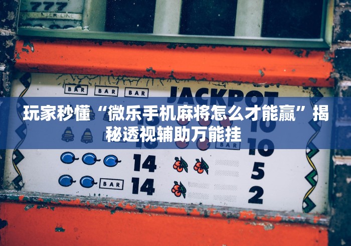 玩家秒懂“微乐手机麻将怎么才能赢”揭秘透视辅助万能挂 