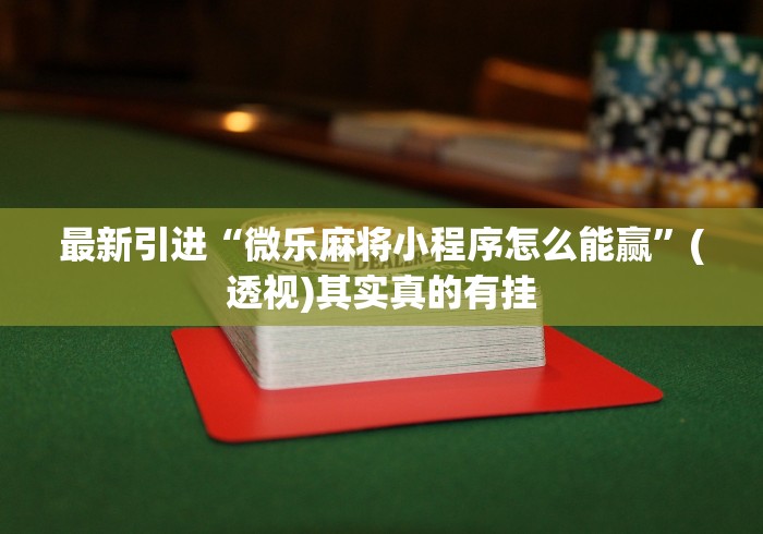 必胜技巧全攻略“微乐手机麻将怎样开的挂{透视辅助}全揭秘