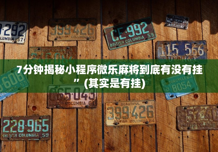 7分钟揭秘小程序微乐麻将到底有没有挂	”(其实是有挂)