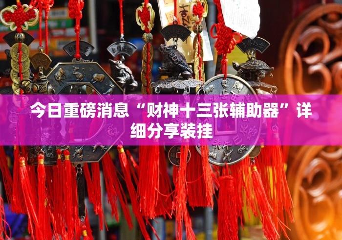 今日重磅消息“财神十三张辅助器”详细分享装挂