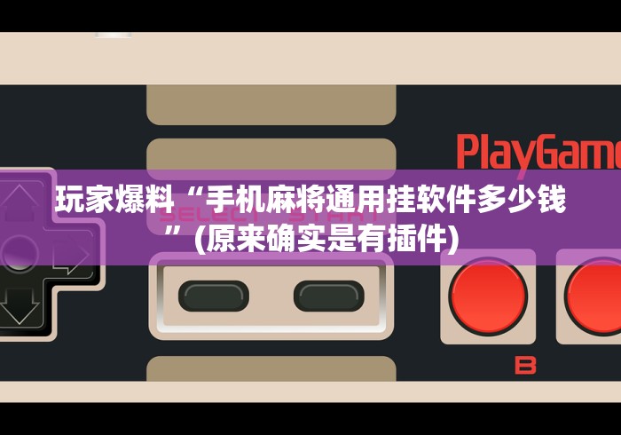 玩家爆料“手机麻将通用挂软件多少钱	”(原来确实是有插件)
