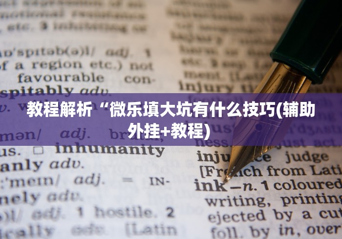 教程解析“微乐填大坑有什么技巧(辅助外挂+教程) 教程解析“微乐填大坑有什么技巧(辅助外挂+教程)