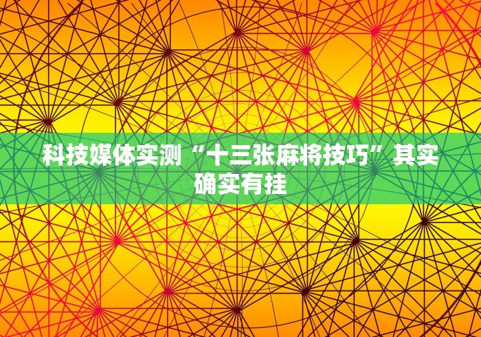 科技媒体实测“十三张麻将技巧”其实确实有挂