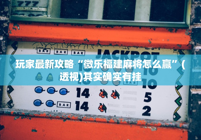 玩家最新攻略“微乐福建麻将怎么赢	”(透视)其实确实有挂