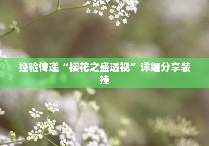 经验传递“樱花之盛透视	”详细分享装挂