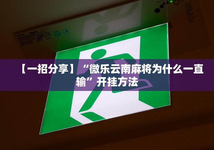 【一招分享】“微乐云南麻将为什么一直输	”开挂方法
