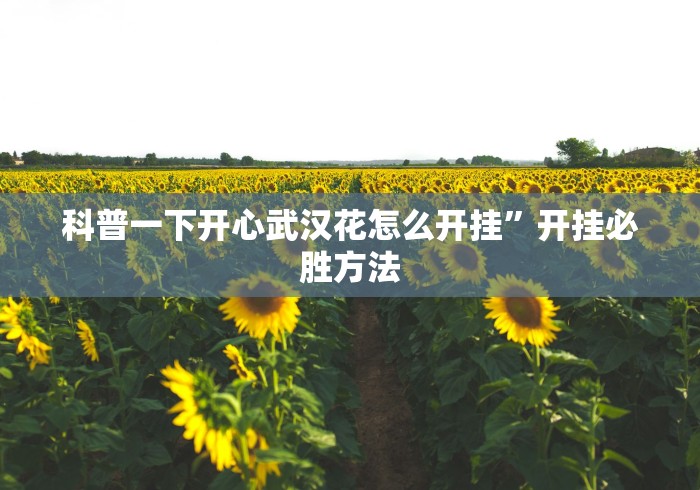 科普一下开心武汉花怎么开挂	”开挂必胜方法