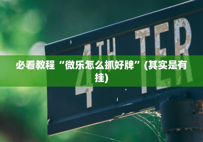 必看教程“微乐怎么抓好牌”(其实是有挂)