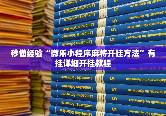 秒懂经验“微乐小程序麻将开挂方法”有挂详细开挂教程