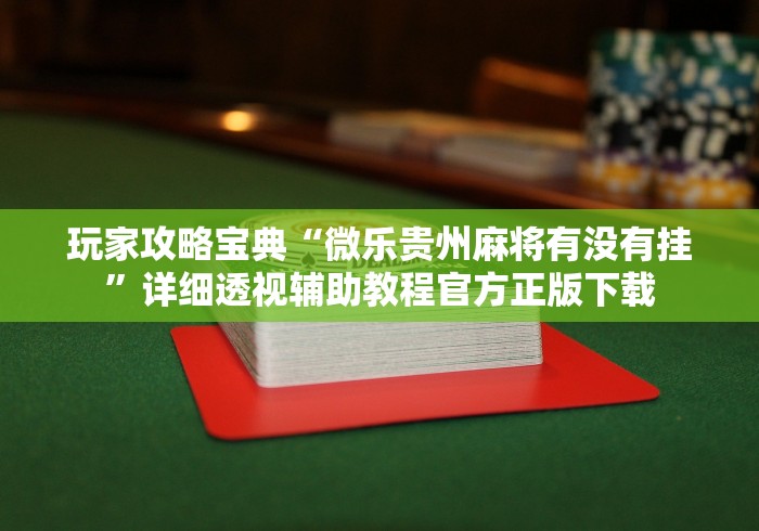 玩家攻略宝典“微乐贵州麻将有没有挂”详细透视辅助教程官方正版下载