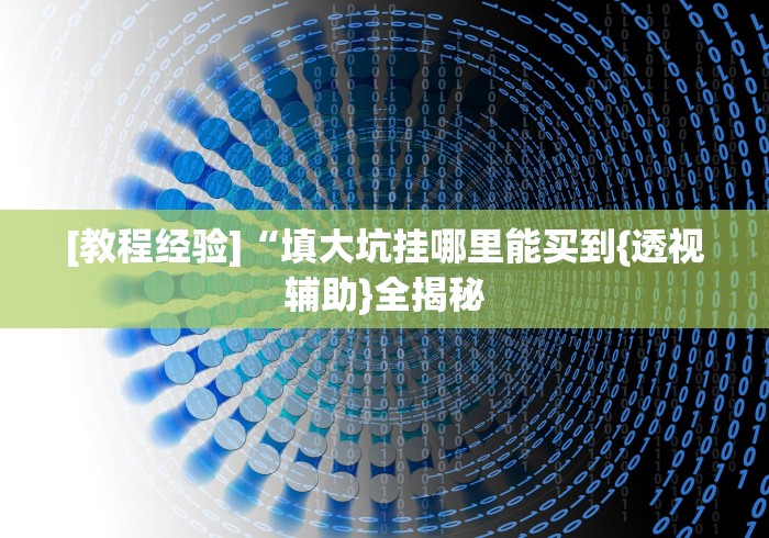 [教程经验]“填大坑挂哪里能买到{透视辅助}全揭秘