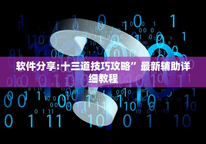 软件分享:十三道技巧攻略”最新辅助详细教程