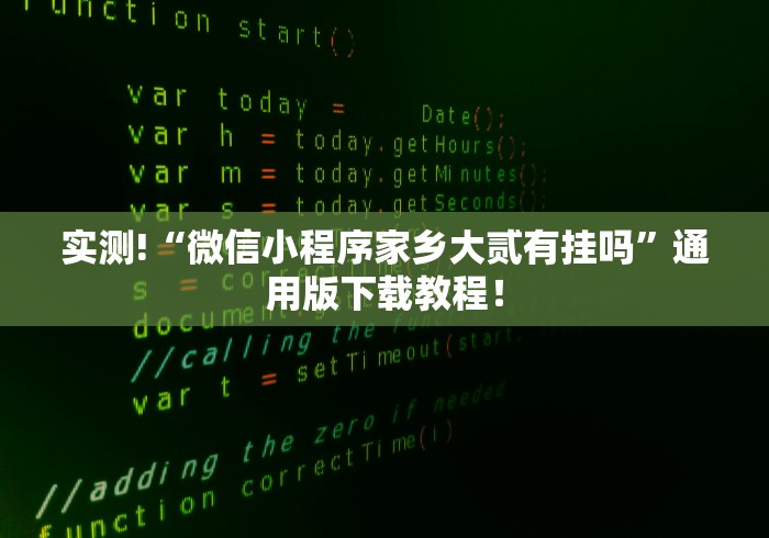 实测!“微信小程序家乡大贰有挂吗”通用版下载教程！