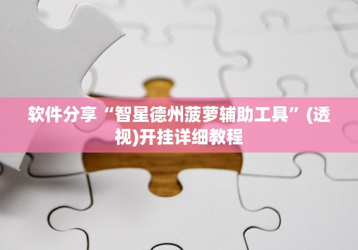 软件分享“智星德州菠萝辅助工具	”(透视)开挂详细教程