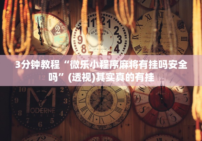 3分钟教程“微乐小程序麻将有挂吗安全吗”(透视)其实真的有挂