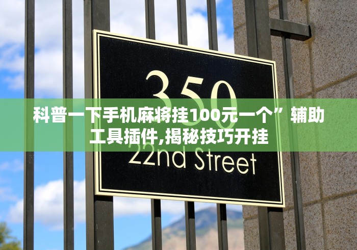 科普一下手机麻将挂100元一个”辅助工具插件,揭秘技巧开挂